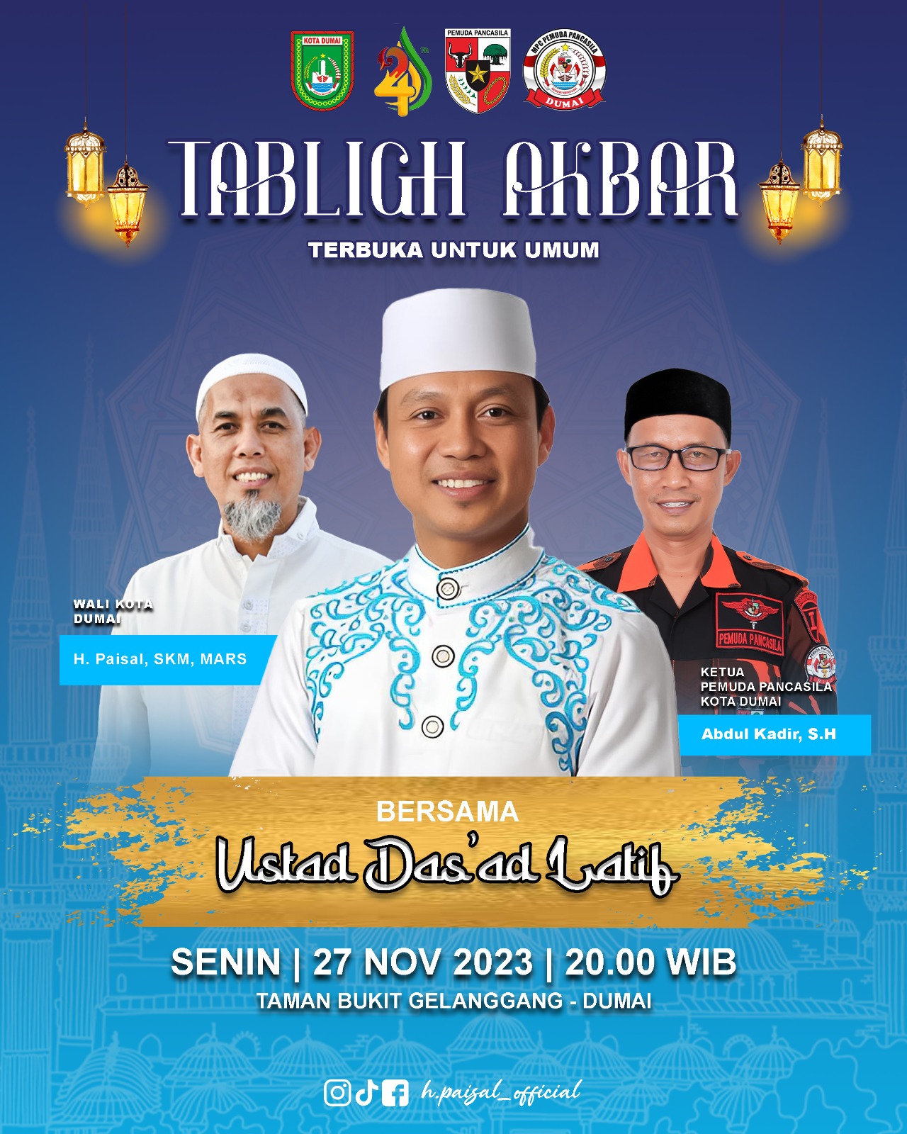 MPC Pemuda Pancasila Dan Pemko Dumai Gelar Tabliq Akbar Datangkan Ustad Kondang Das ad Latif